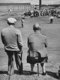 Men Watching British Open Action  One in Slightly Rumpled Tweed Jacket and Well Pressed Kilt