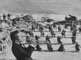 Leader of Tijuana Brass Herb Alpert Playing Trumpet During Filming for TV Show