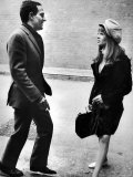 Film Director Francois Truffaut with Actress Julie Christie During Filming of 