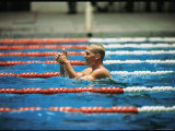 Don Schollander Gives Two Thumbs Up After Swimming Anchor on Relay Team at Summer Olympics