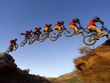 Mountain Biker Catches Air at Rampage Site near Virgin  Utah  USA