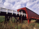 Woman on Roseman Bridge  Madison County  Iowa  USA