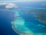 Flight into Bora Bora  Society Islands  French Polynesia