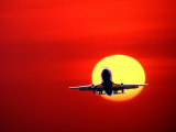 Commercial Jet and Sunset