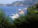 Moored Yachts and Sailboats  Fethiye Bay  Turkey