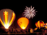 Fireworks During Night Glow Event  30th Annual Walla Walla Hot Air Balloon Stampede  Washington