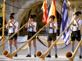 Men Playing Alphorn  Munich  Germany