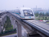 Meglev Train Prepares to Depart Airport Train Station  Shanghai  China