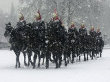 Snow Falling on Members of the Household Cavalry as They Cross Horse Guards Parade