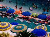 Overhead of Umbrellas at Private Bathing Area of Marine Piccola Beach  Capri  Italy