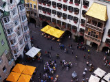 View of Goldenes Dachl and Herzog Friedrich Strasse from Stadtturm (City Tower)  Innsbruck  Austria