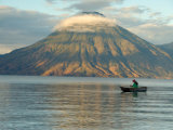 Reflections on Lake Atitlan with Fishing Boat  Panajachel  Western Highlands  Guatemala