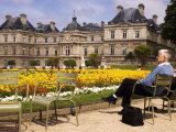 People Relaxing in Chairs in Jardin Du Luxembourg  Paris  France