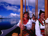 Church-Goers Raising Oars in Salute En Route to Church  Rattvik  Sweden