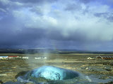 Strokkur (The Butter Churn) Erupts Approx Every 3 Mns at Geyser Hot Springs Area  Iceland
