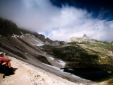 Man Looking Over Boedenknoten Ridge  Sextener Dolomites  Italy