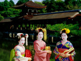 Women Dressed As Geisha with Building in Background  Heian-Jingu  Kyoto  Japan