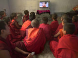 Young Monks Watch a Bollywood Movie at a Monastery