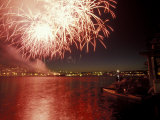 4th of July Fireworks on Lake Union  Seattle  Washington  USA