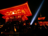 Kiyomizu-Dera Temple Buildings Lit Up at Night and Searchlight  Kyoto  Japan