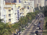 View Down Ocean Drive  South Beach  Miami  Florida  USA