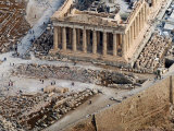 Visitors are Seen Outside the Ancient Parthenon Temple