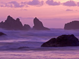 Sunset on Sea Stacks at Bandon Beach  Oregon  USA
