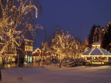 Gazebo and Main Street at Christmas  Leavenworth  Washington  USA