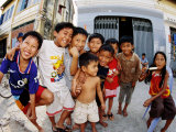 Group of Children in Street  Kampot  Cambodia