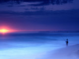 Fisherman on Palm Beach at Sunrise  Gold Coast  Australia