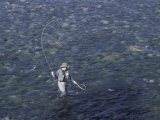 Fly Fisherman in the Methow River  Washington  USA