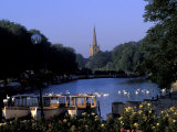 Holy Trinity Church and Barges on River Avon  Stratford-on-Avon  England