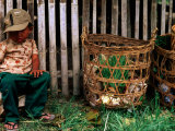 Tired Boy with Baskets  Inle Lake  Myanmar (Burma)