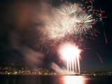 4th of July Fireworks over Lake Union in Seattle  Washington  USA