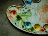 Artist's Palette Smeared with Used Water Color Paints