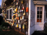 Colorful Lobster Pot Floats Adorning the Wall of a Seafood Shack