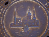 Latvia  Riga  Manhole Cover in Street  Close-up