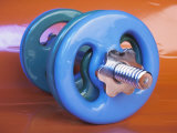 Green and Blue Plastic Dumbbells for Workout