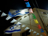 Light Shinning Through the Flag of Israel  Low Angle View