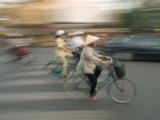 Woman on Bicycle  Hanoi  Vietnam