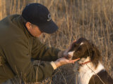 A Male and His English Springer Spaniel in a Nebraska Pasture