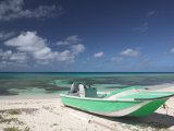 Boat and Turquoise Water on Pillory Beach  Turks and Caicos  Caribbean