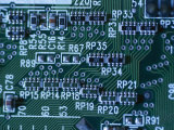 Close View of Computer Circuitry Board Connections Soldered Together