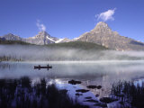 Fishermen in Canoe on Waterfowl Lake  Banff National Park  Canada