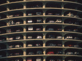 Vehicles Park in a High-Rise Parking Garage