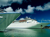 Two Cruise Ships Docked at a Caribbean Port