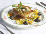 Plate of Tasty Mushroom Sauce in Fresh Phyllo Pastry
