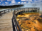 Boardwalk and Bacteria Mat  Black Sand Basin in Yellowstone  Wyoming  USA