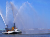 A Fireboat on the Mighty Mississippi River  Louisiana  USA