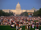 Crowd of People at Washington Mall for the Names Project Aids Memorial Quilt  Washington Dc  USA